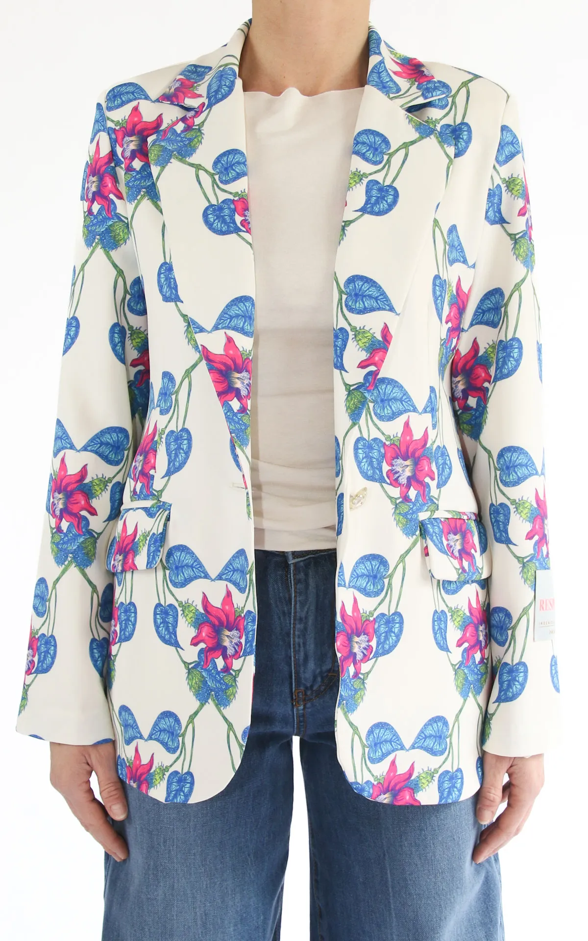 Wu’ Side – Giacca fantasia fiori – Panna