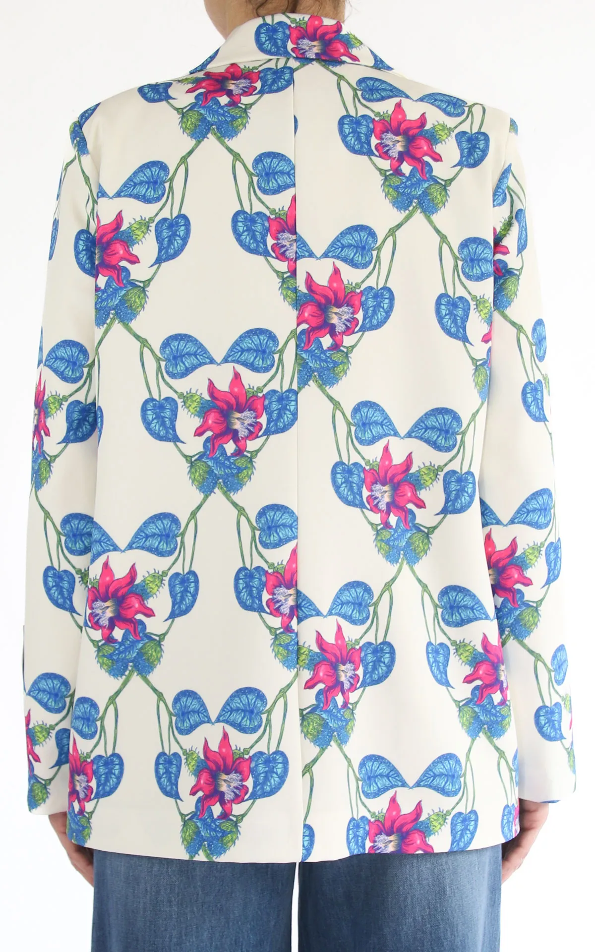 Wu’ Side – Giacca fantasia fiori – Panna