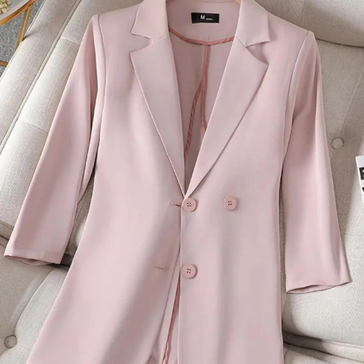 Xfpv Donna Casual Manica a tre quarti Slim Tinta unita Blazer Temperamento Cappotto Giacca Moda Nuova marea Autunno 2023 S