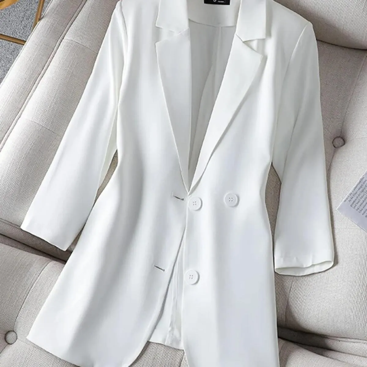 Xfpv Donna Casual Manica a tre quarti Slim Tinta unita Blazer Temperamento Cappotto Giacca Moda Nuova marea Autunno 2023 S