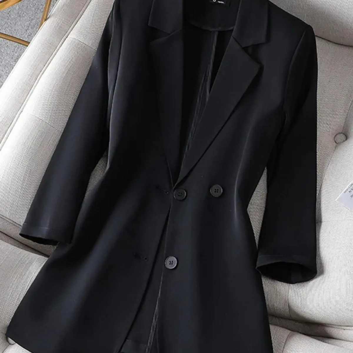 Xfpv Donna Casual Manica a tre quarti Slim Tinta unita Blazer Temperamento Cappotto Giacca Moda Nuova marea Autunno 2023 S